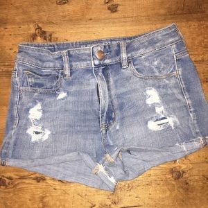 American Eagle Distressed Light Wash Jean Shorts